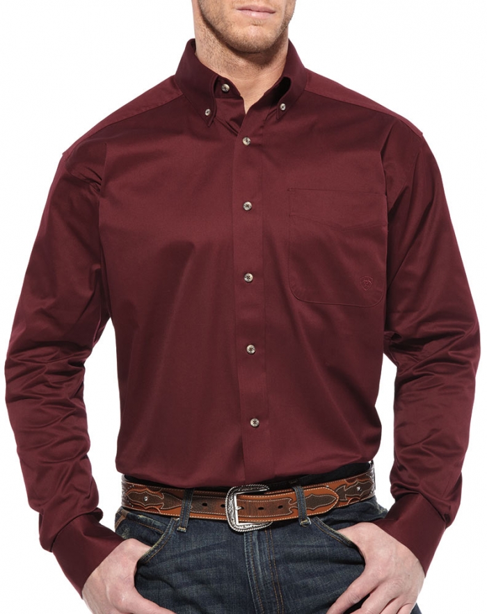 blue pants burgundy shirt