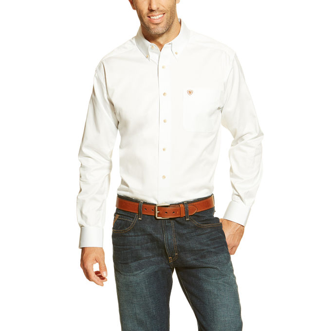Ariat Solid Cotton Twill Button Front L/S Shirt - White