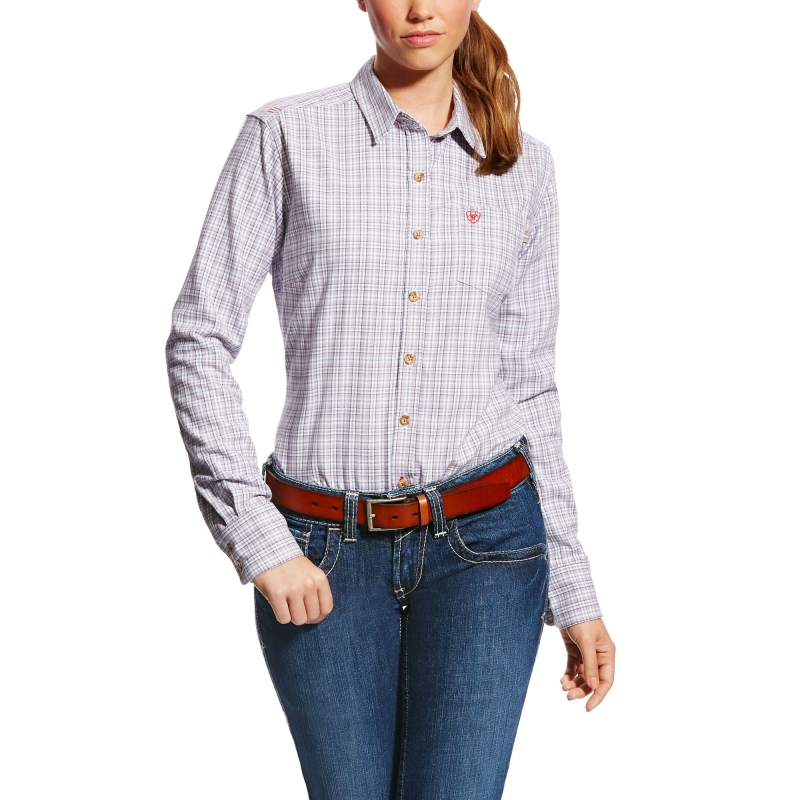 Ariat Women's FR Marion Button Front L/S Shirt - Purple Noon