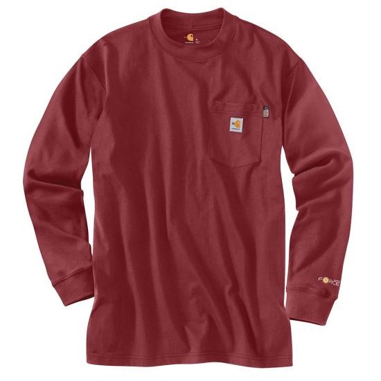 *SALE* ONLY (1) 3XL LEFT!! Carhartt FR Force Crewneck Pocket L/S Shirt - Dark Barn Red
