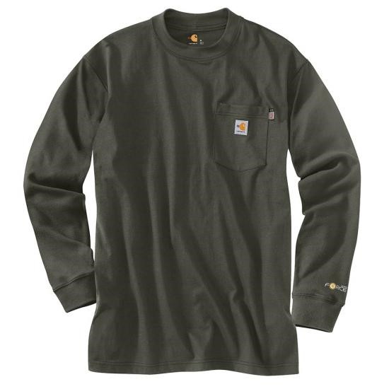 *SALE* ONLY (1) 3XL LEFT!! Carhartt FR Force Crewneck Pocket L/S Shirt - Olive
