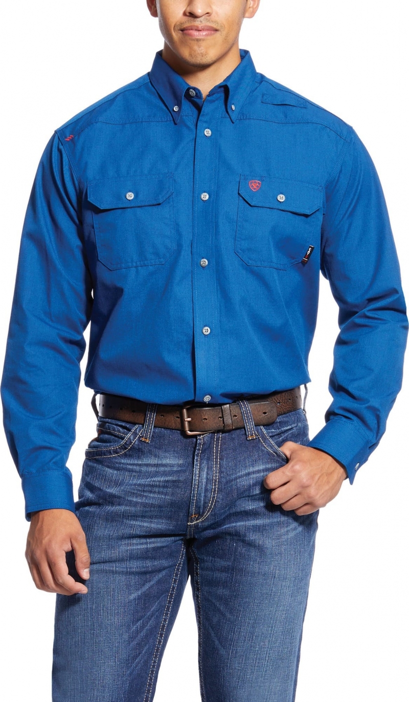 Ariat FR Button Front Featherlight Work Shirt - Royal Blue