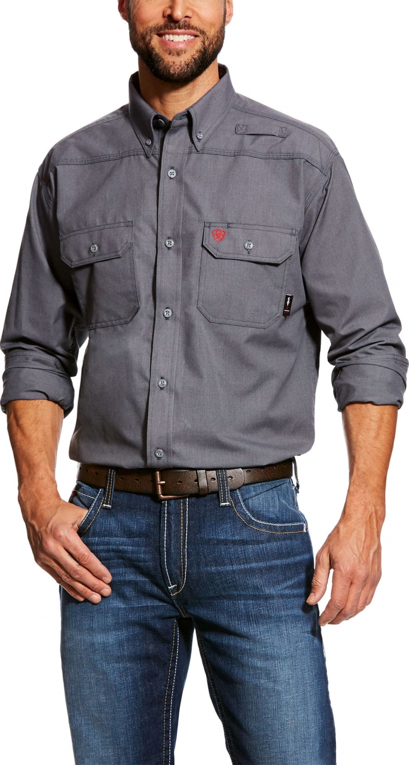 Ariat FR Button Front Featherlight Work Shirt - Gunmetal