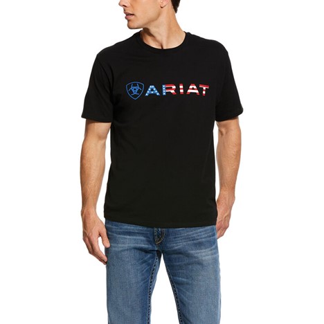 Ariat USA Wordmark Crewneck S/S Shirt - Black