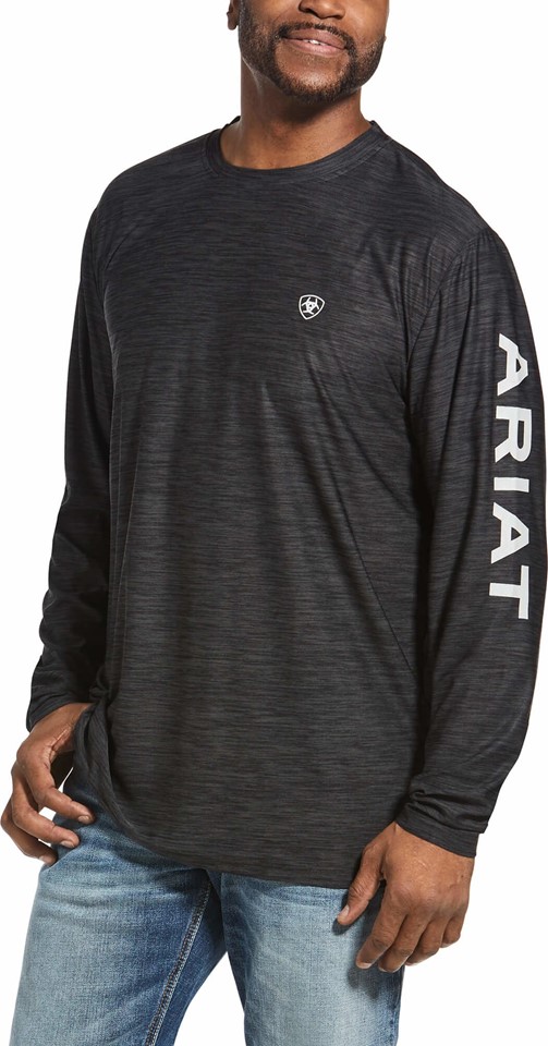 Ariat Charger Logo L/S Shirt - Charcoal Heather