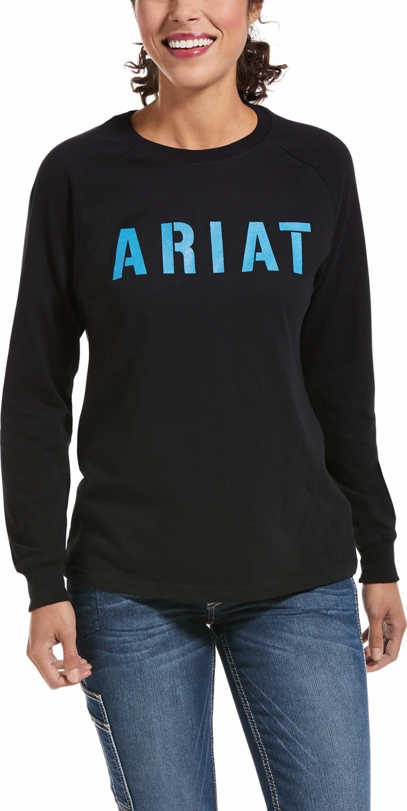 Ariat Women's Rebar Cotton Strong Block Logo L/S Shirt - Black