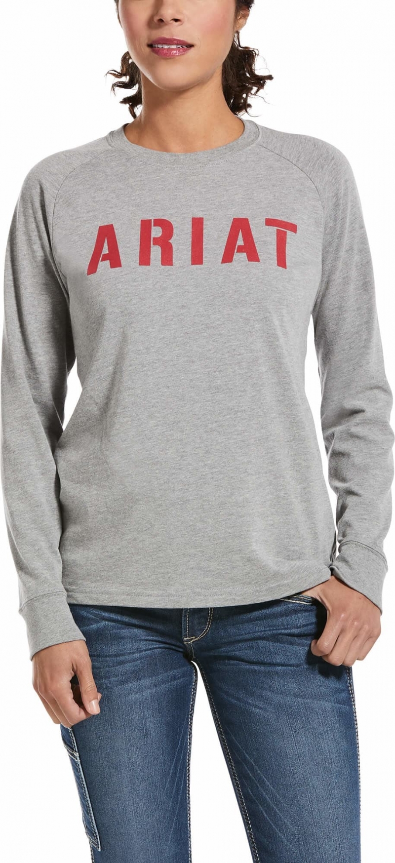 Ariat Women's Rebar Cotton Strong™ Block Logo L/S Shirt - Heather Grey