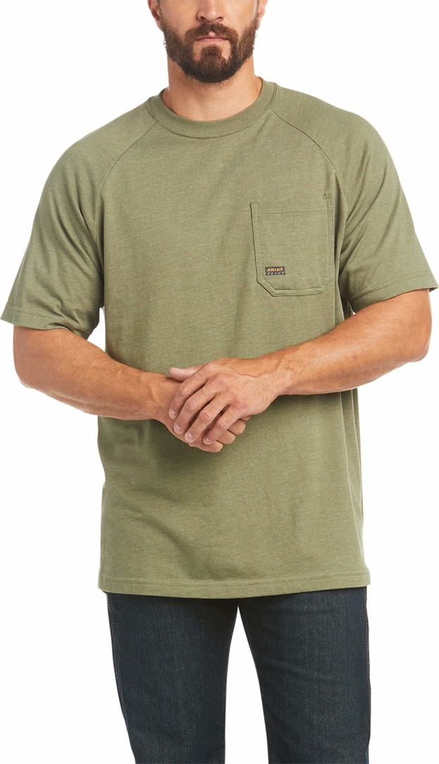 Ariat Rebar Cotton Strong Crewneck Pocket S/S Shirt - Sage Heather