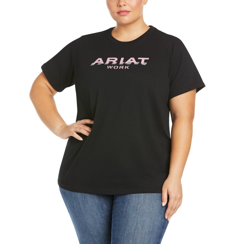 Ariat Women's Rebar Cotton Strong Logo Crewneck S/S Shirt - Navy