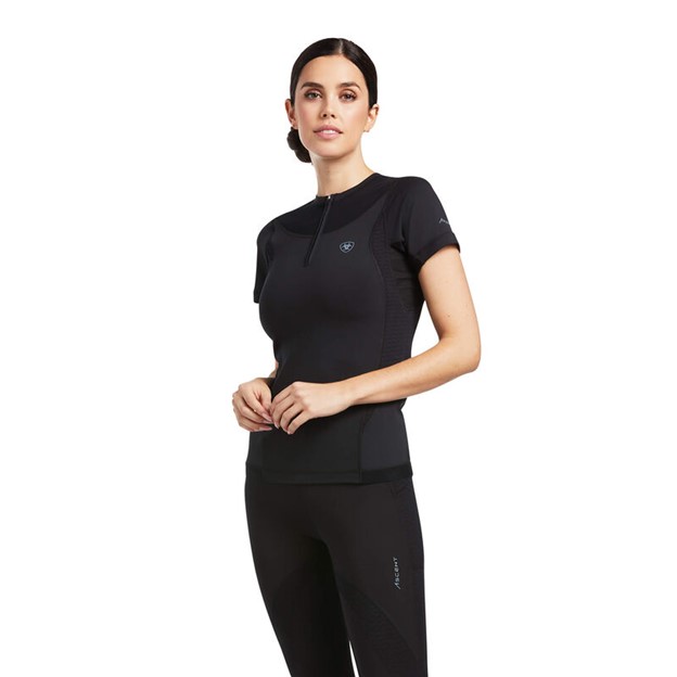 Ariat Women's Ascent Quarter-Zip S/S Baselayer Shirt - Black
