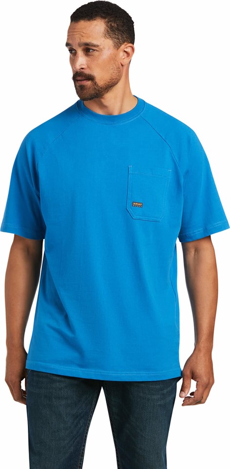 Ariat Rebar Cotton Strong Crewneck Pocket S/S Shirt - Deep Water