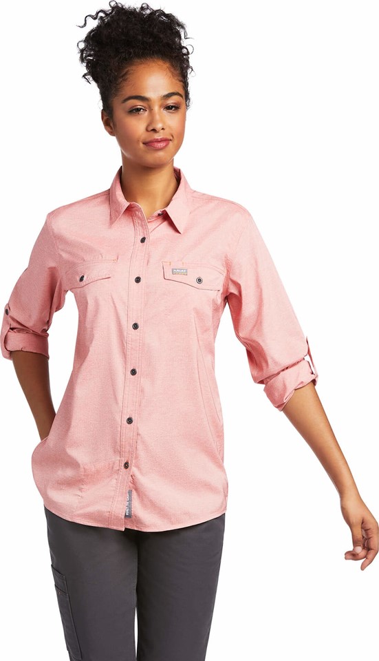 Ariat Women's Rebar VentTEK Made Tough DuraStretch Button Front L/S Work Shirt - Summer Melon