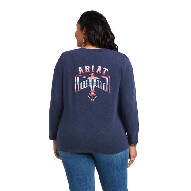 Ariat Women's Real Serape Thunderbird L/S Shirt - Navy Heather