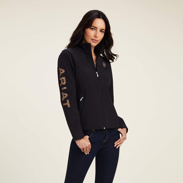 Ariat Women's New Team Softshell Jacket - Black/ Leopard