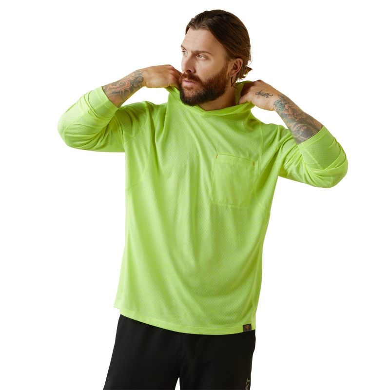 Ariat Rebar Evolution Hooded L/S Sun Shirt - Safety Yellow
