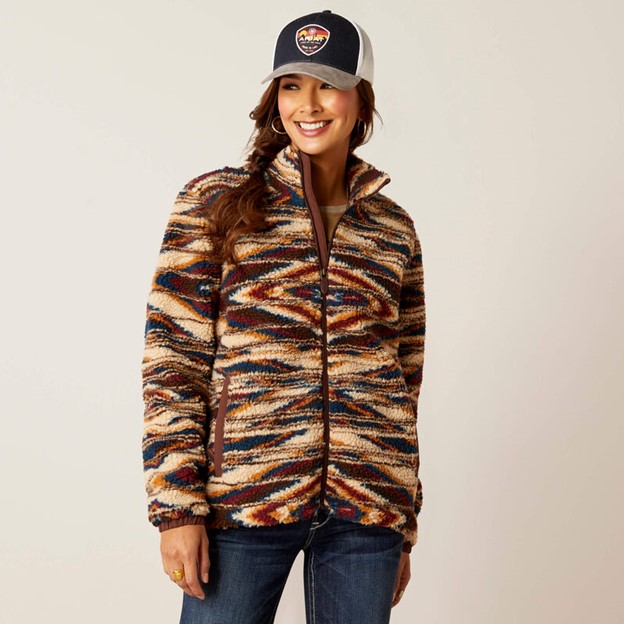 *SALE* ONLY 1X-PLUS AND 2X-PLUS LEFT***Ariat Women's Chimayo Fleece Jacket - Sunset Saltillo Jacquard