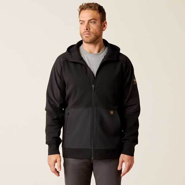 Ariat Rebar WorkTek Reinforced Hooded Zip Front Sweatshirt - Black
