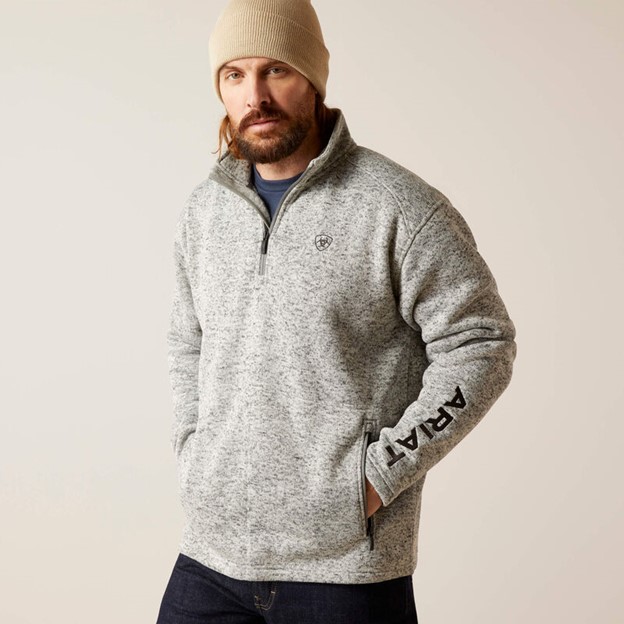 Ariat Caldwell Logo 1/4 Zip Sweater - Nulla Heather