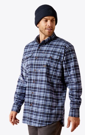 ** SALE** ONLY XLT - 2XLT LEFT!! Ariat Rebar Flannel DuraStretch Button Front L/S Shirt - Allure Plaid