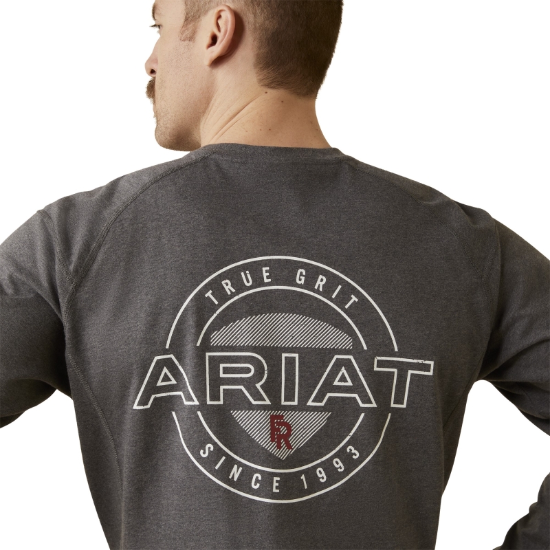 Ariat FR Air True Grit Crewneck Pocket L/S Shirt - Charcoal Heather