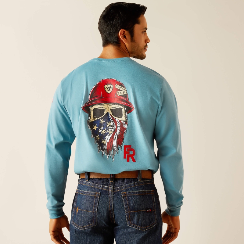 *SALE* LIMITED SIZES LEFT!! Ariat FR Born For This Graphic L/S Shirt - Stream Blue