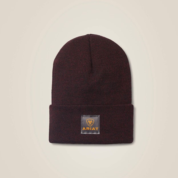 Ariat Rebar Watch Cap - Burgundy/ Black