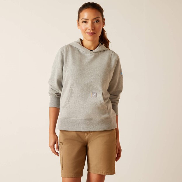 *SALE* LIMITED STOCK AND SIZES LEFT!! Ariat Women's Rebar Lightweight Cropped Hoodie - Heather Grey