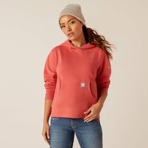 *SALE*  LIMITED STOCK AND SIZES LEFT!! Ariat Women's Rebar Lightweight Cropped Hoodie - Mineral Red