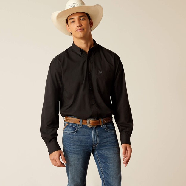 Ariat 360 Airflow Classic Fit Button Front L/S Shirt - Black