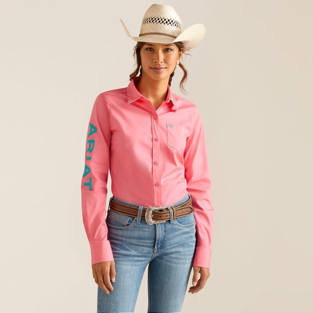 Ariat Women's Team Kirby Stretch Button Front L/S Shirt - Camellia Rose