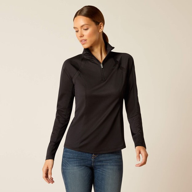 Ariat Women's Sunstopper 3.0 1/4 Zip Baselayer - Black