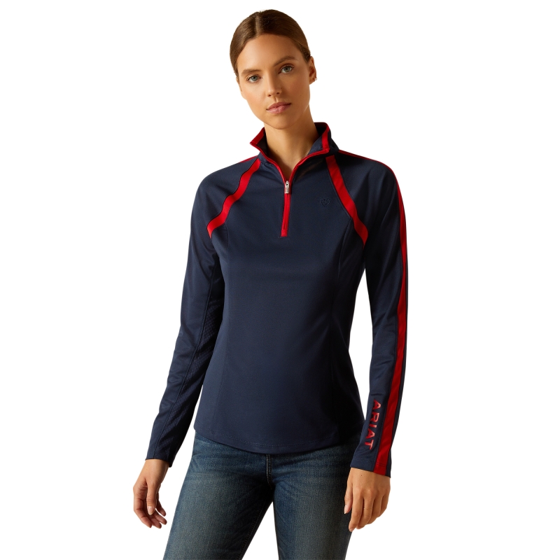 Ariat Women's Sunstopper 3.0 1/4 Zip Baselayer - Navy Team