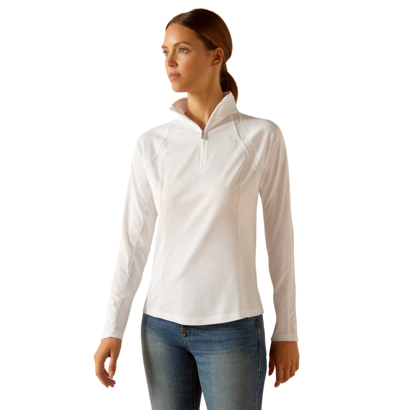 Ariat Women's Sunstopper 3.0 1/4 Zip Baselayer - White