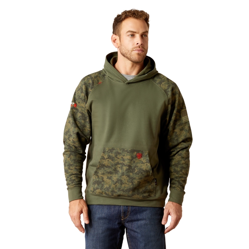 Ariat FR Durastretch™ Patriot Hooded Pullover Sweatshirt - Beetle/ Digi Camo