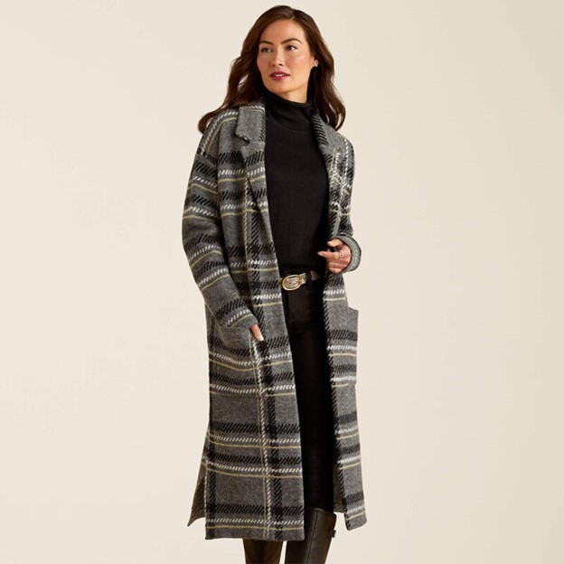 **SALE**LIMITED STOCK ONLY SM & MED LEFT!! Ariat Women's Ballston Cardigan Coat - Charcoal Plaid