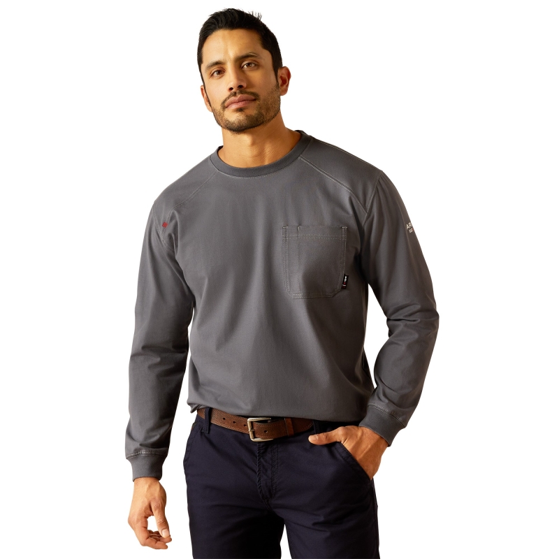 Ariat FR Pima Stretch Pocket L/S Shirt - Charcoal Grey