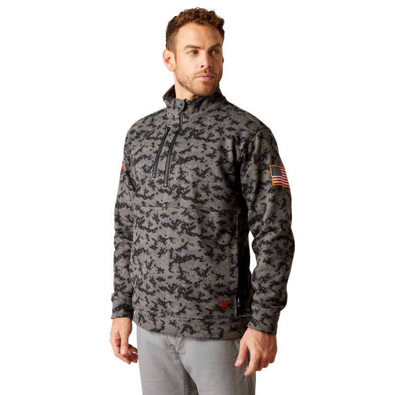 Ariat FR Durastretch™ Fleece Half-Zip Fleece Job Shirt - Charcoal Digi Camo