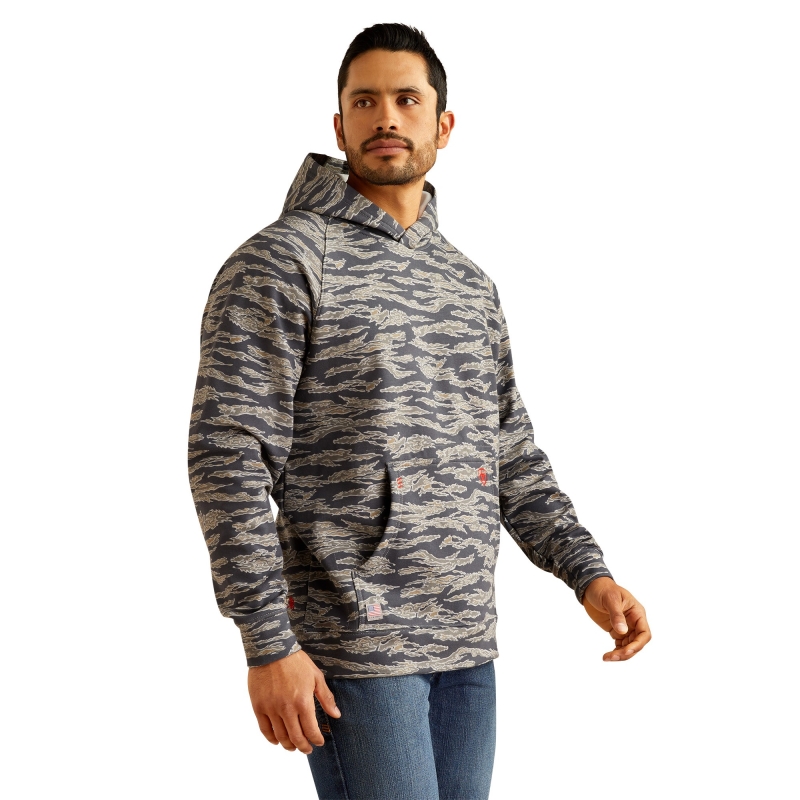 Ariat FR Durastretch™ Smoke Hooded Pullover Sweatshirt - Charcoal/ Grey Camo