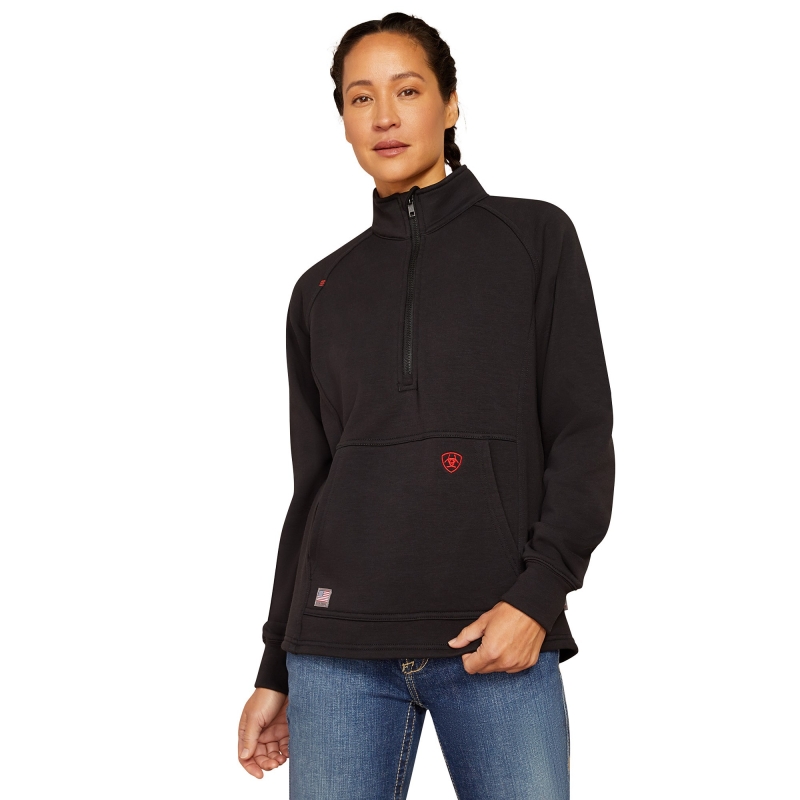 Ariat Women's FR Primo Fleece 2.0 Quarter-Zip Sweatshirt - Black