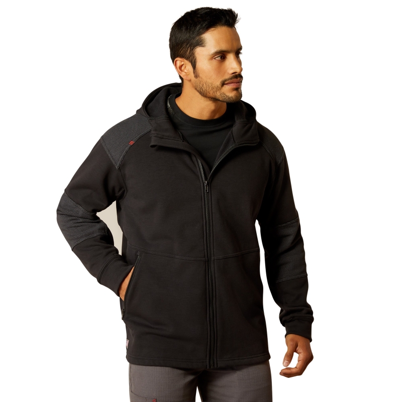 Ariat FR Primo Reinforced Hooded Zip-Front Sweatshirt - Black