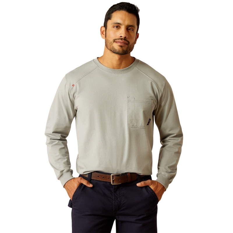 Ariat FR Pima Stretch Pocket L/S Shirt - Silver Fox