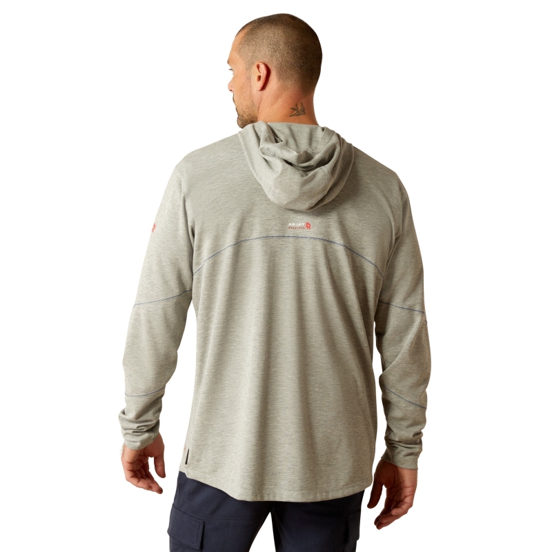 Ariat FR Primo Lightweight Dual Hazard Hooded L/S Shirt - Heather Grey