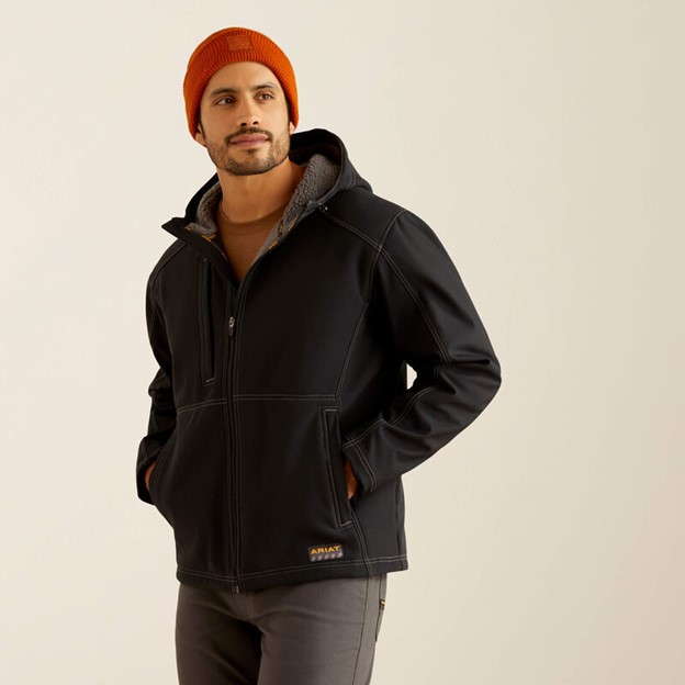 *SALE* Limited Quantities Left!! Ariat Rebar Sherpa Stretch Canvas Softshell Jacket - Black