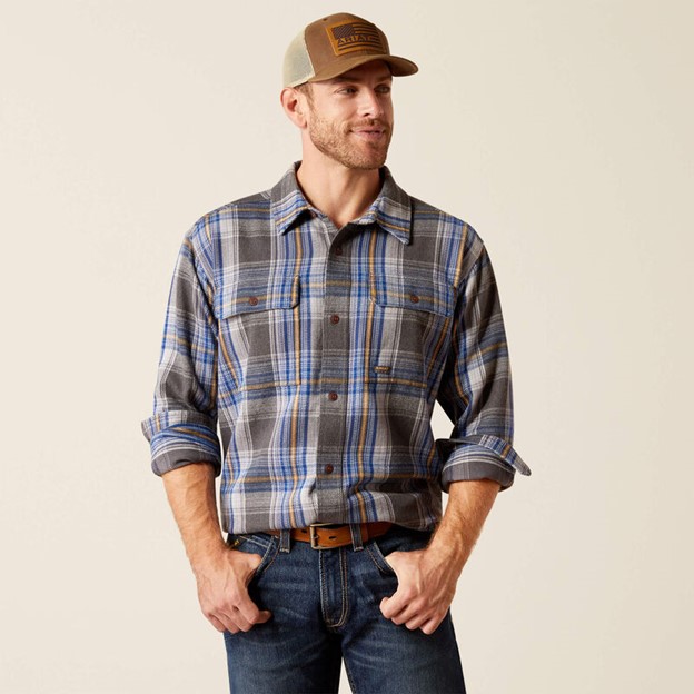 *SALE* LIMITED SIZES AND STOCK LEFT!! Ariat Rebar Heavy Flannel Work Shirt - Charcoal Heather