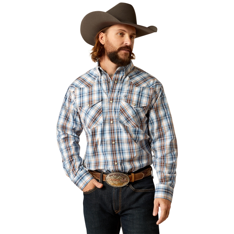 *SALE* LIMITED SIZES AND STOCK!! Ariat Pro Series Ryland Classic Fit Snap Front L/S Shirt - Blue Plaid