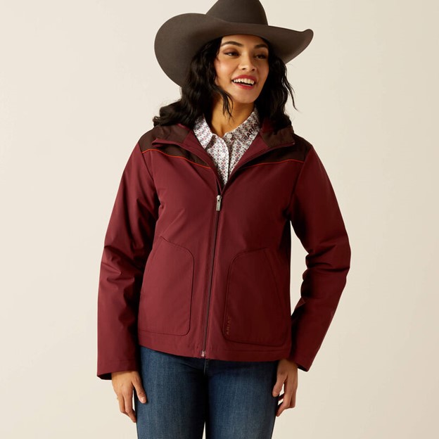 *SALE* LIMITED SIZES AND STOCK LEFT!! Ariat Pioneer Stretch Shell Jacket - Tawny Port/ Chocolate Plum