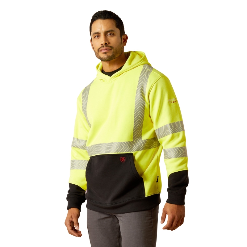 Ariat FR HI-VIS Class 3 Hooded Pullover Sweatshirt - Hi-Vis Yellow