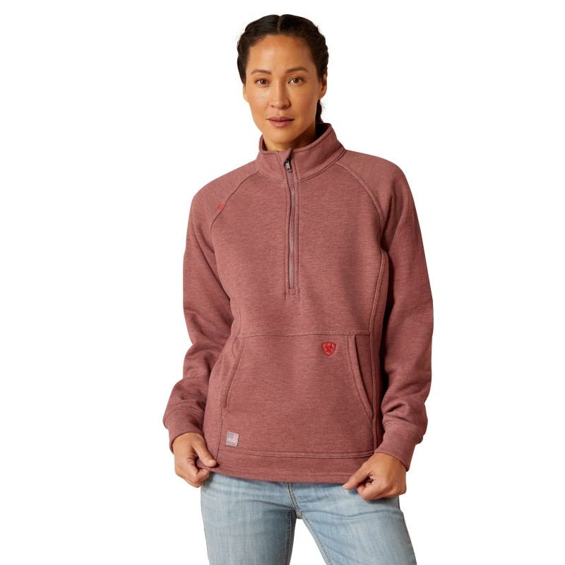 Ariat Women's FR Primo Fleece 2.0 Quarter-Zip Sweatshirt - Rose Taupe