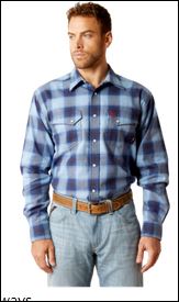 Ariat FR Bighorn Snap Front Work Shirt - Powder Blue