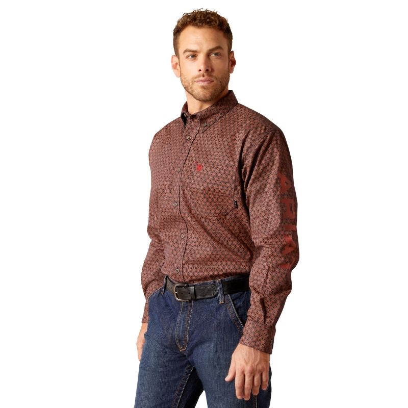 Ariat FR Button Front Adirondack Logo Work Shirt - Burnt Henna